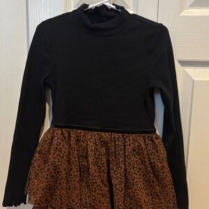 Janie and Jack Black Top with Brown Leopard dress 6t